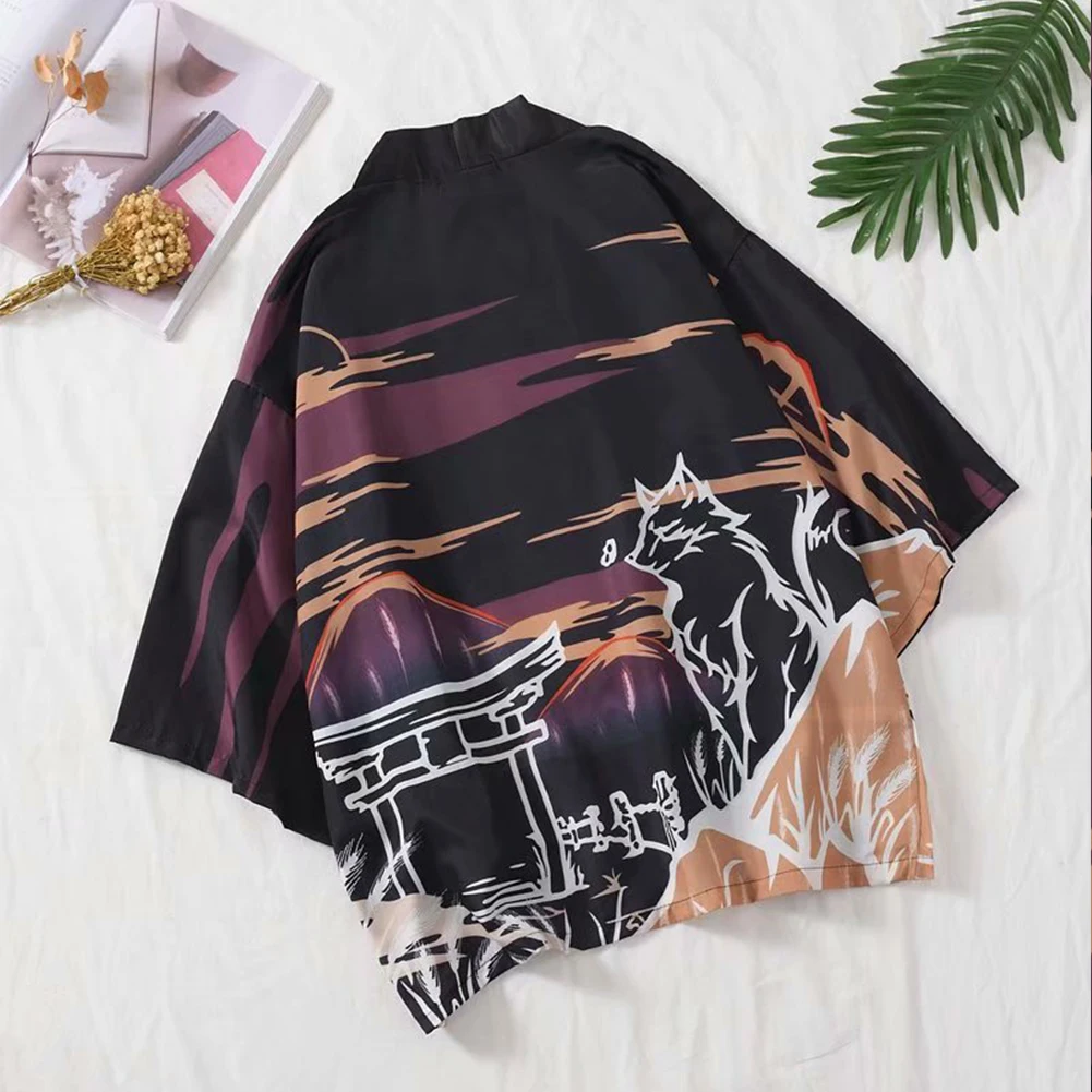 Men Women Kimono Cardigan Robe Fox Summer Loose 3/4 Sleeve Sun Protection Garments Coat Clearance sale Wholesale Drop shipping