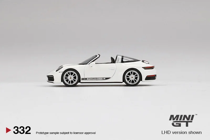 TSM MINI GT 1:64 #332 911 Targa 4S White Die-cast alloy car model collection display  gifts