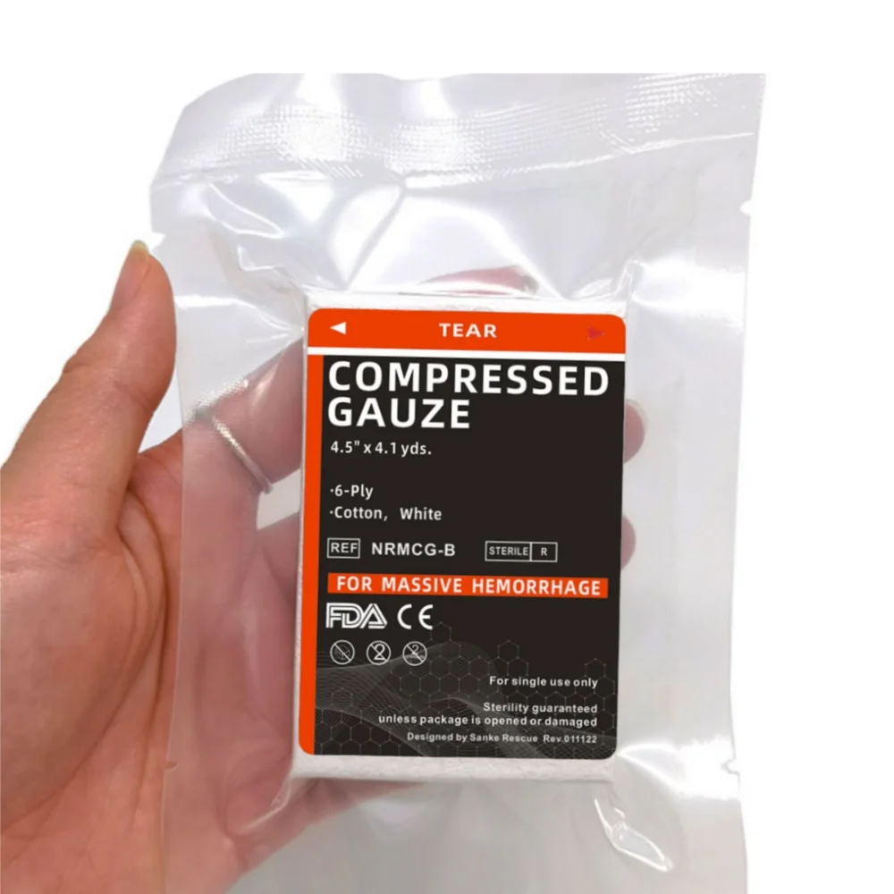 1pc médica z-fold estéril gaze comprimida selada a vácuo almofadas de gaze de primeiros socorros ideais para cuidados com feridas e kits de