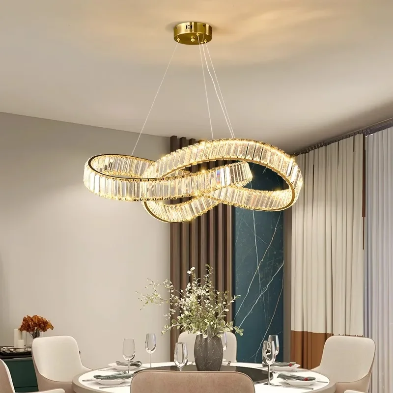 Imagem -04 - Modern Crystal Teto Hanging Chandelier Living Room Pendant Lamp Mesa de Jantar Iluminação Interior Decoração do Lar