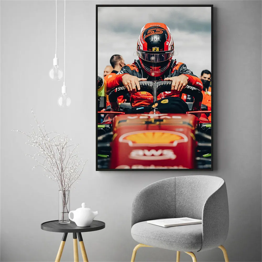 Плакат-чемпионата-Карлоса-Саинц-f1-—-настенное-искусство-на-холсте-премиум-класса-—-гоночный-декор-formula-1-идеальный-подарок-для-любителей-автоспорта