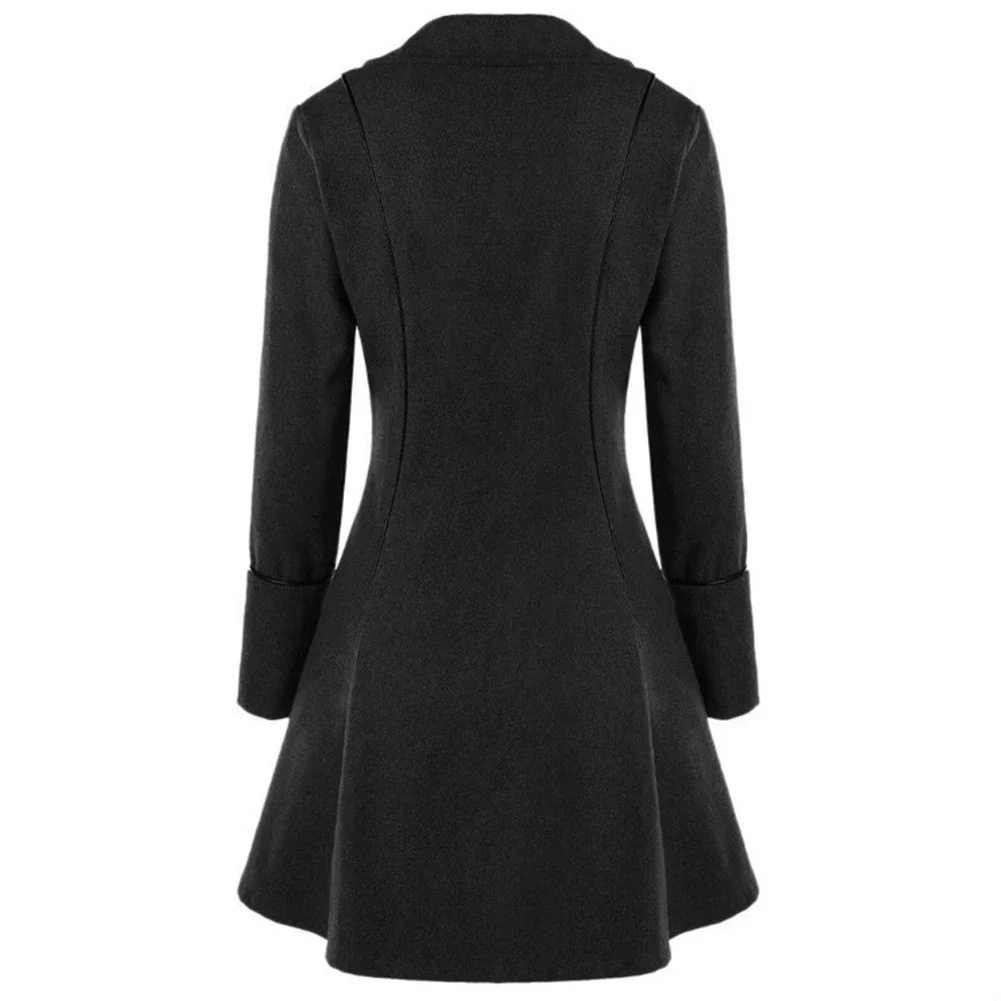 Abrigos góticos Retro para mujer, chaqueta con un solo pecho, abrigos largos con borde de encaje y botones, chaqueta, traje victoriano, abrigo, ropa para mujer