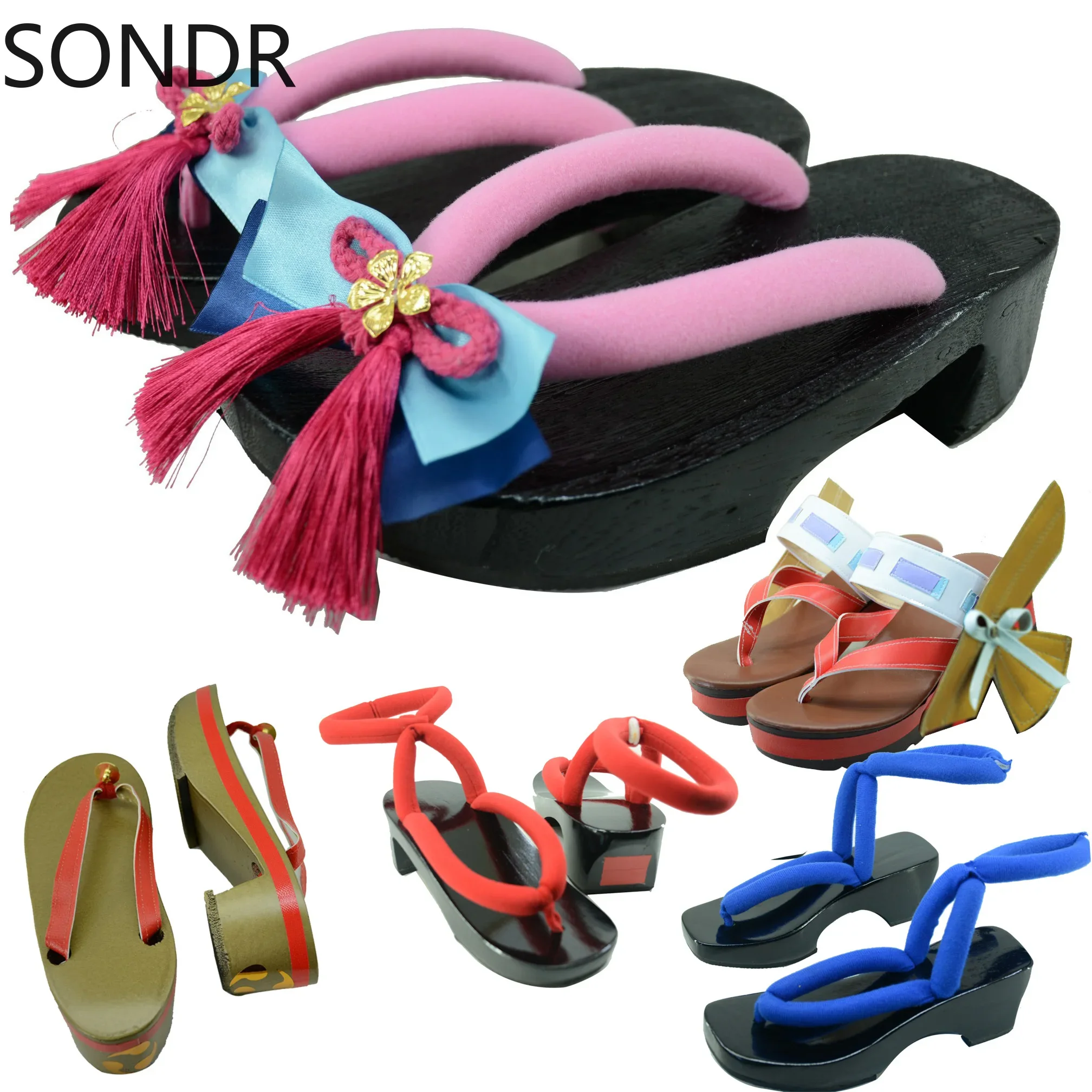 

New 2024Wooden Japanese GETA Clog Kamisato Ayaka Genshin Impact Yae Miko Flops Flip Wood Sandal Shoes Cosplay Geisha Womens