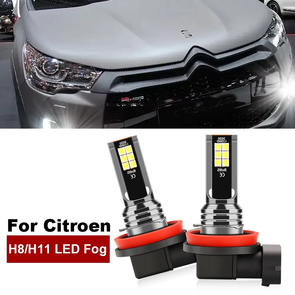 

2pcs LED Fog Lights Bulb Lamp H8 H11 H16JP SMD 3030 For Citroen Berlingo C1 C3 C5 Aircross C6 C4 Grand Picasso DS4 DS5 2011-2015