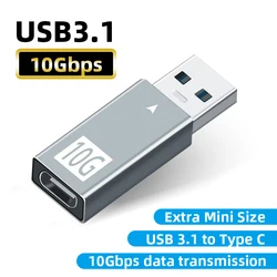 10Gbps USB 3.1 Male to Type C Female Charging Data Adapter USB 3.1 Data Extension Converter for Computer PC Earphone Hard Drive