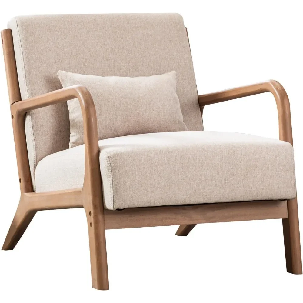 for  Century Modern Accent Chairs Set of 2, Single Fabric Lounge Reading Armchair with Solid Wood Frame,Easy Assembly Arm Chairs