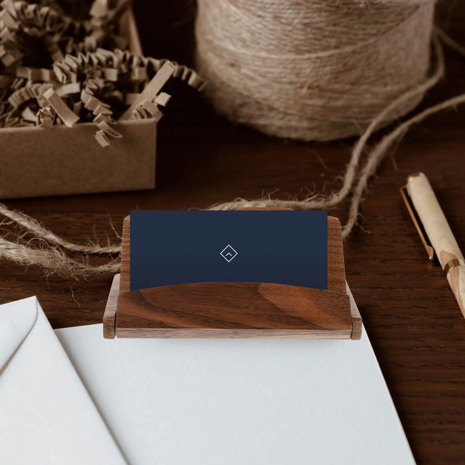 

Walnut Wood Business Card Holder Credit Id Card Organizers Smooth Surface Modern Elegance Practical Gift