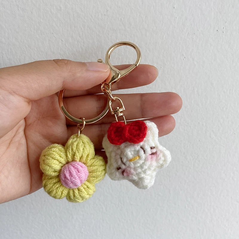 Handmade DIY Finished Crochet Knitted Bear pendant Kids Children Cute Gift Handcraft Bag Key Pendant