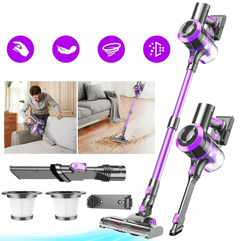 Aspiradora inalámbrica de 450 W y 30 000 Pa, con tecnología anti-enredos, ideal para eliminar pelos de mascotas, limpiar suelos duros y