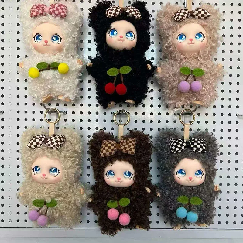Cute Bowknot Vinyl Face Plush Doll Pendant Keychain Backpack Hangings Decoration Gifts