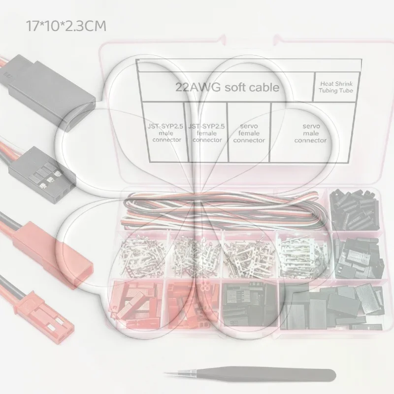 Servo Crimp Pin Connector Cable Kit Male Female 40 Sets Compatible JST SYP Futaba for Agricultural Drone Maintenance Work