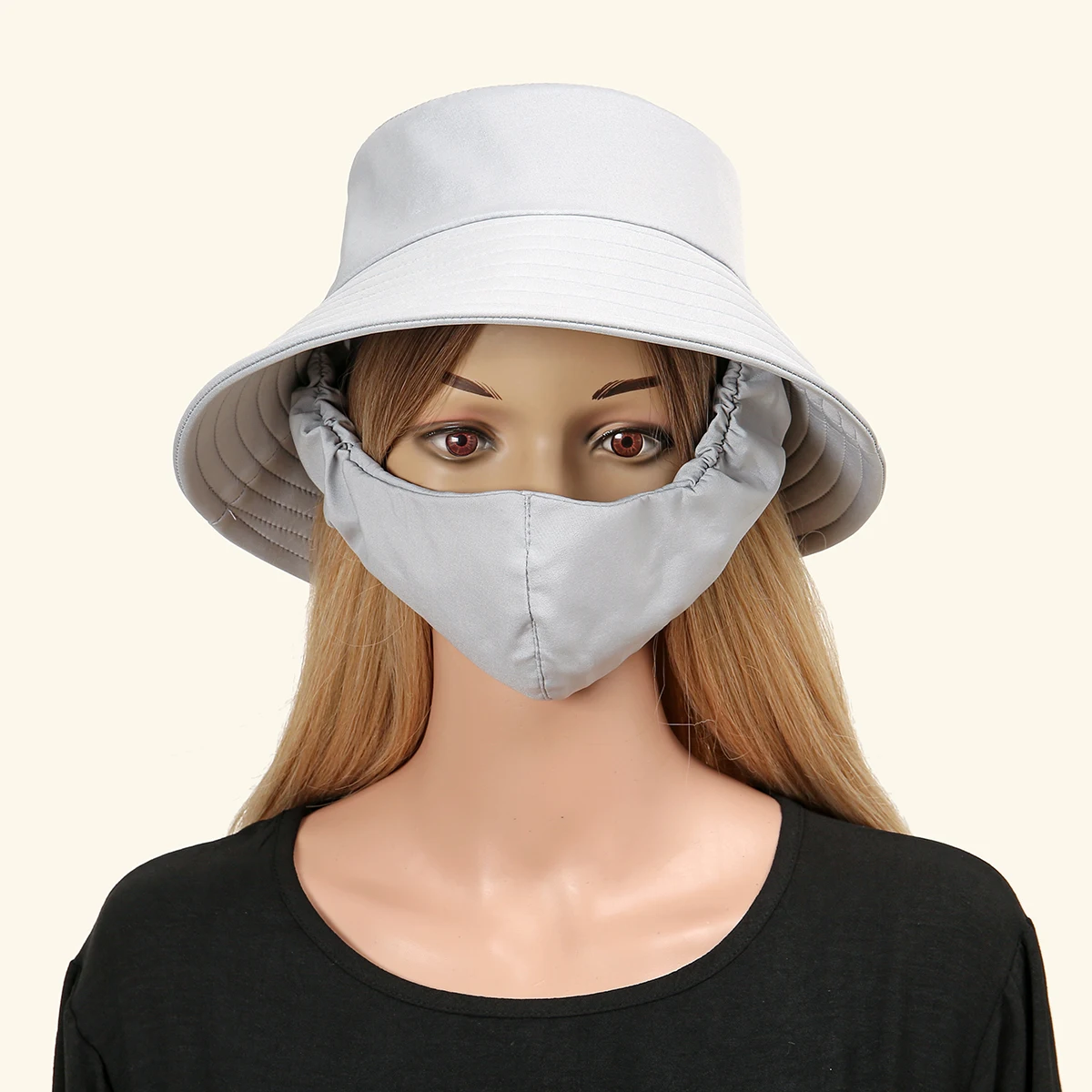 Cuffia per la protezione solare in tinta unita da donna maschera per il viso integrata tenda da sole estiva leggera Underscarf 60cm