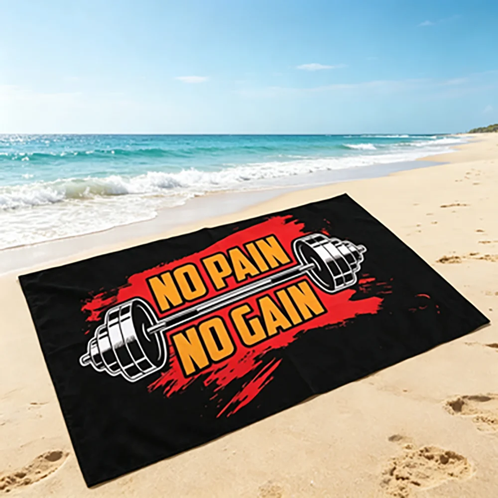 No Pain No Gain GYM Microfiber Towel - Absorbent Quick Dry Soft Beach Yoga Swimming Resort Mountain Climbing Towel