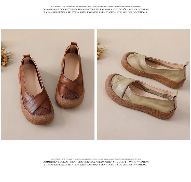 Neue Echtleder-Ballerinas für Damen, V-Ausschnitt Slip-On Schuhe, Retro-Kreuzfalt-Mokassins mit Prägungsmuster für Damen – Detail 21