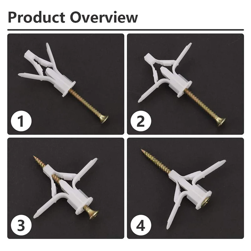 50 pieces plasterboard dowels and screws, plasterboard hollow wall anchors, heavy-duty dowels with screw