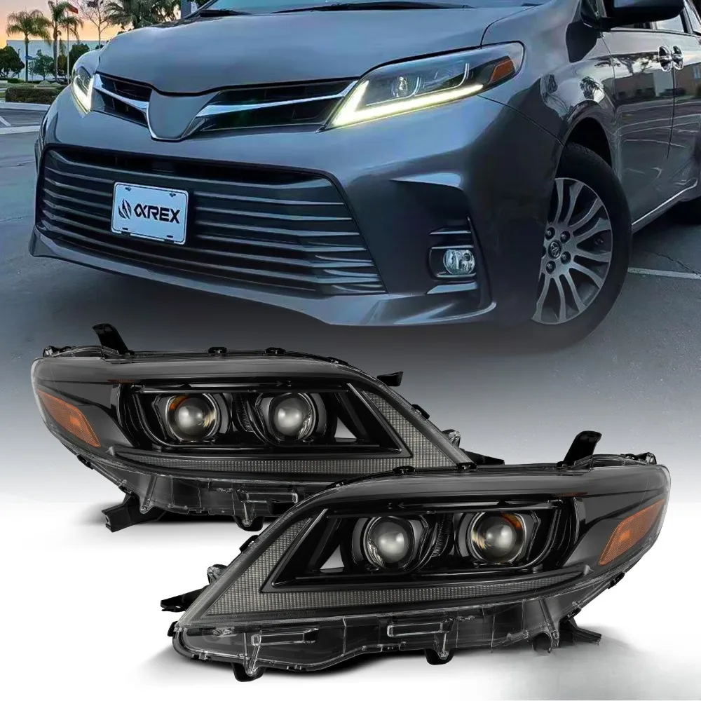 

Fit 11-20 Toyota Sienna SE LUXX-Series Projector Headlights Set Alpha-Black