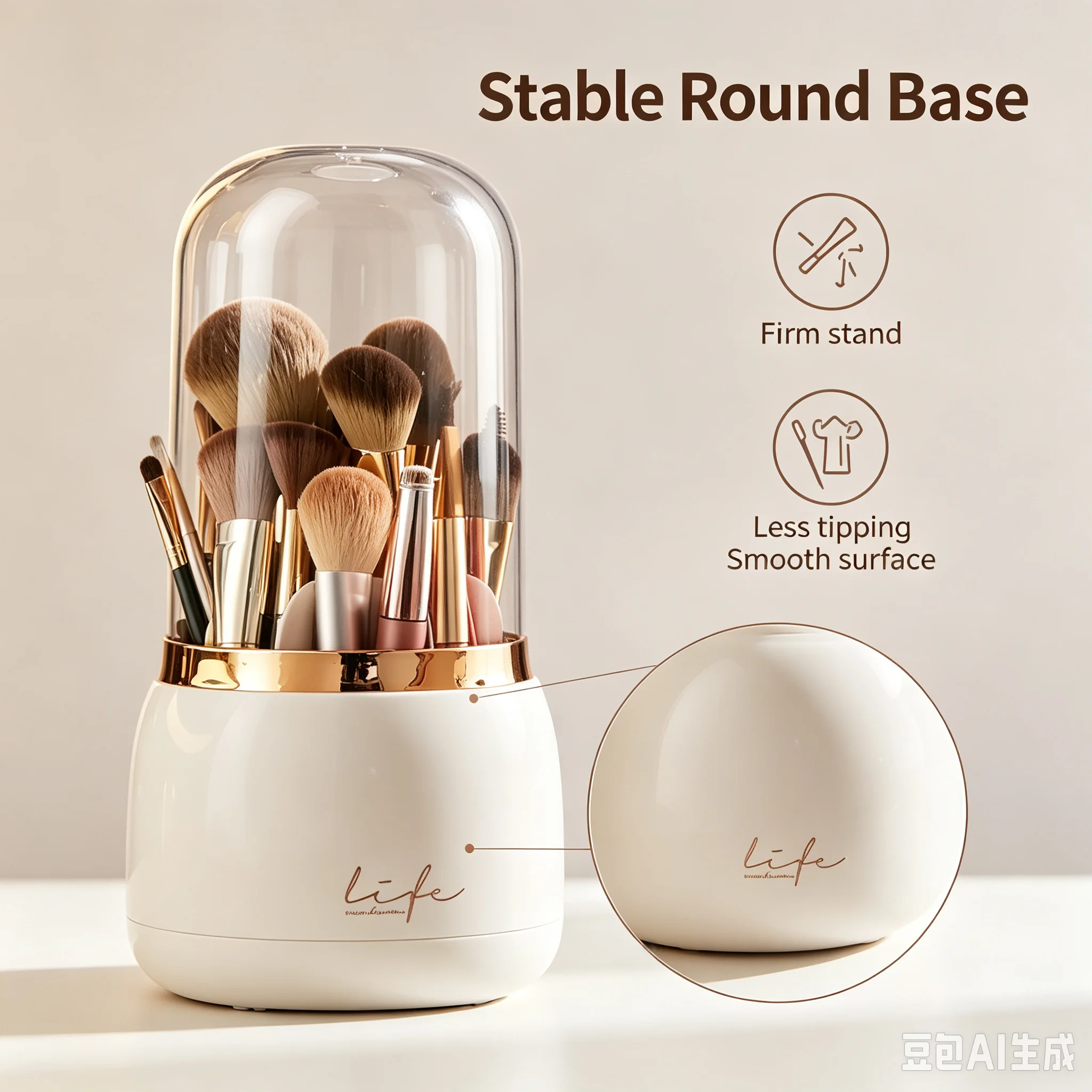 Dust‑proof Makeup Brush Storage Container Clear Cover for Bedroom Vanity Protect Brushes