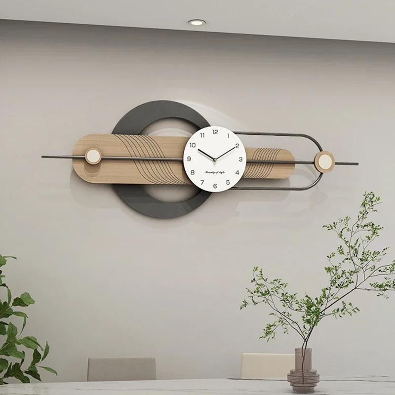 Decoration Wooden Wall Clock Large Designer Stylish Art Chic Wall Watch Nordic Aesthetic Living Room Decoration