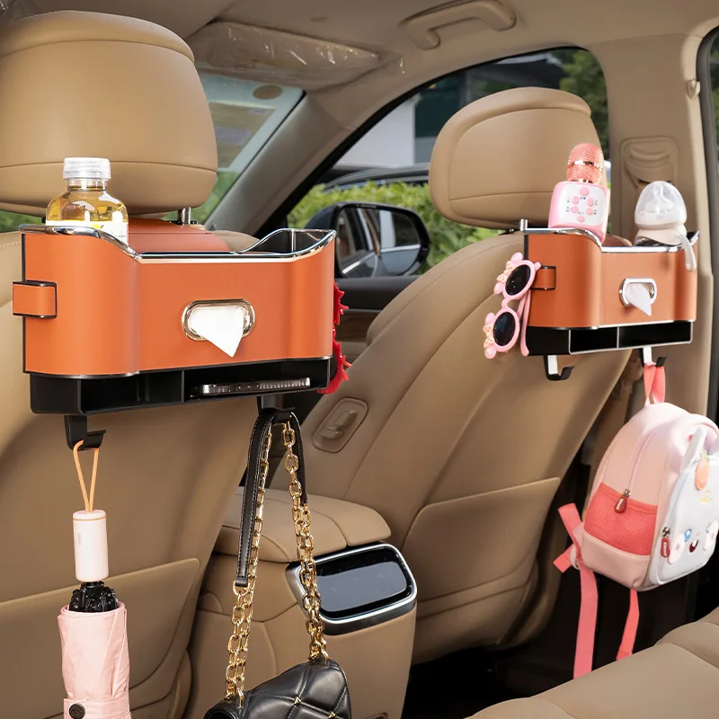 Seat Back Storage  Water Cup Holder Car Multi-functional Tissue Box Rear Storage Car Supplies