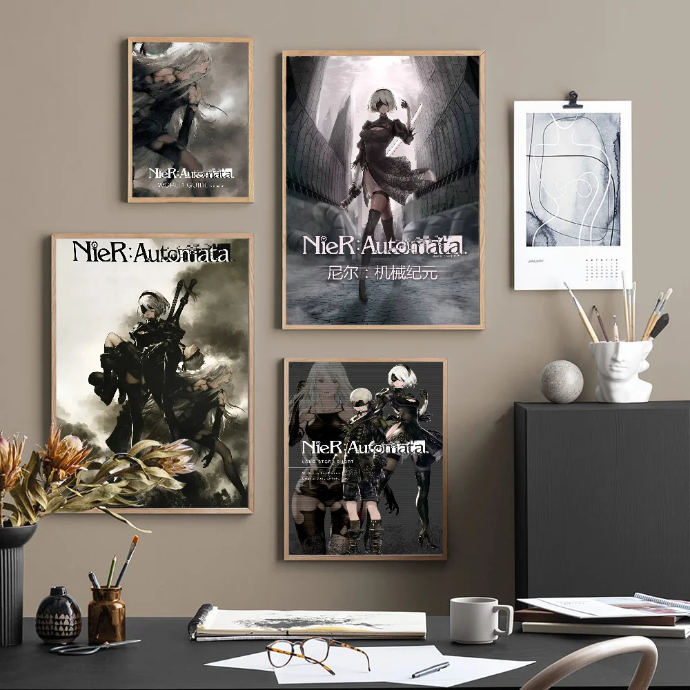 N-NieR A-automata Whitepaper Poster HD Quality Poster Wall Art Painting Study Room Wall Decor