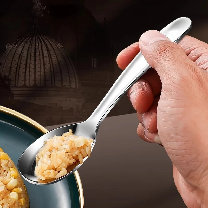 

Ложка из нержавеющей стали с утолщенным плоским дном, бытовая посуда для кормления детей, товары для дома