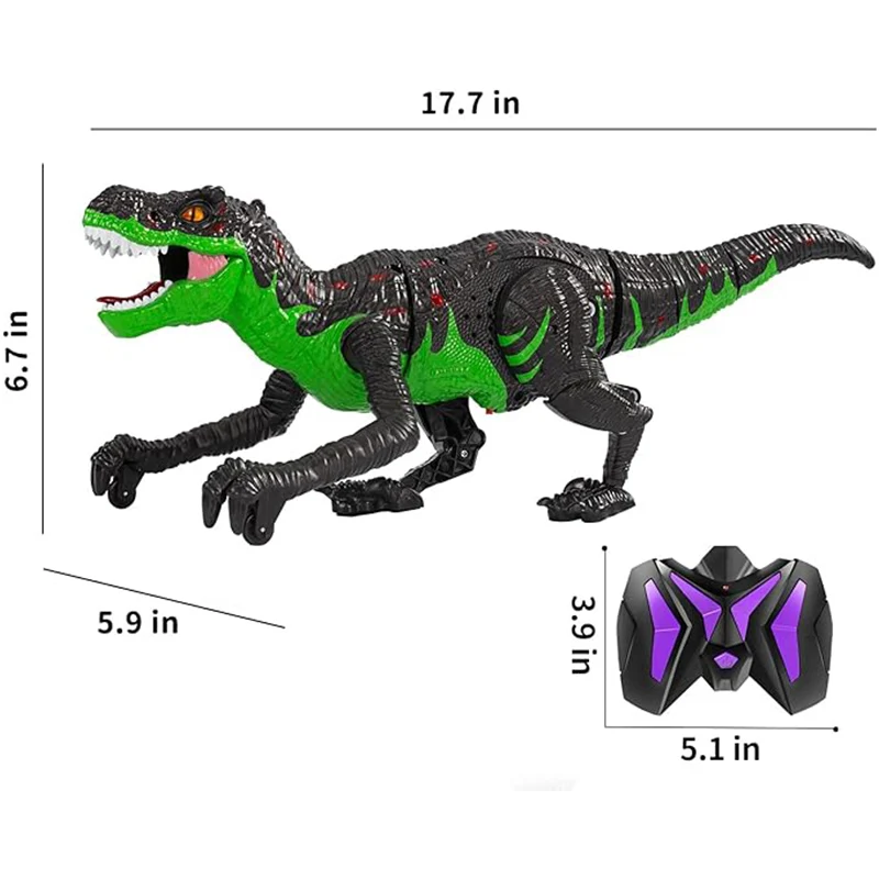 TEMI Large RC Bionic Dinosaur Toy For 3-12. Mist Spray, Electric Walking. Jurassic T-rex With Light & Roar. Gift for 4-7