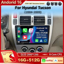 Android 16 Car Radio Multimedia Player For Hyundai Tucson 2004 2005 2006 2007 2008 2009 Auto Wireless Carplay Car Stereo wifi+4G