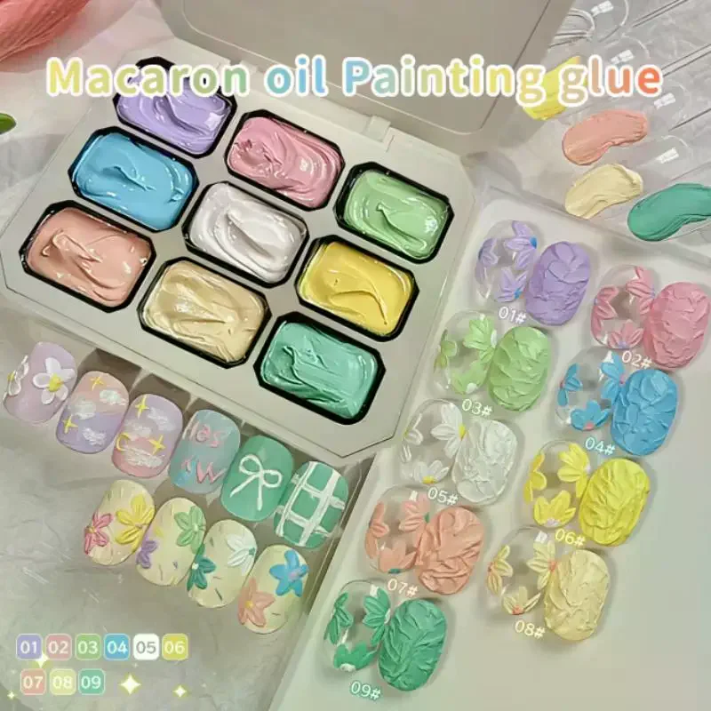 

9 Grids Pat Glue 9 Color Vivid Nail Gradient Colors Nail Oil Glue Palette Watercolor Nail Decorations Charm Nail Accessories