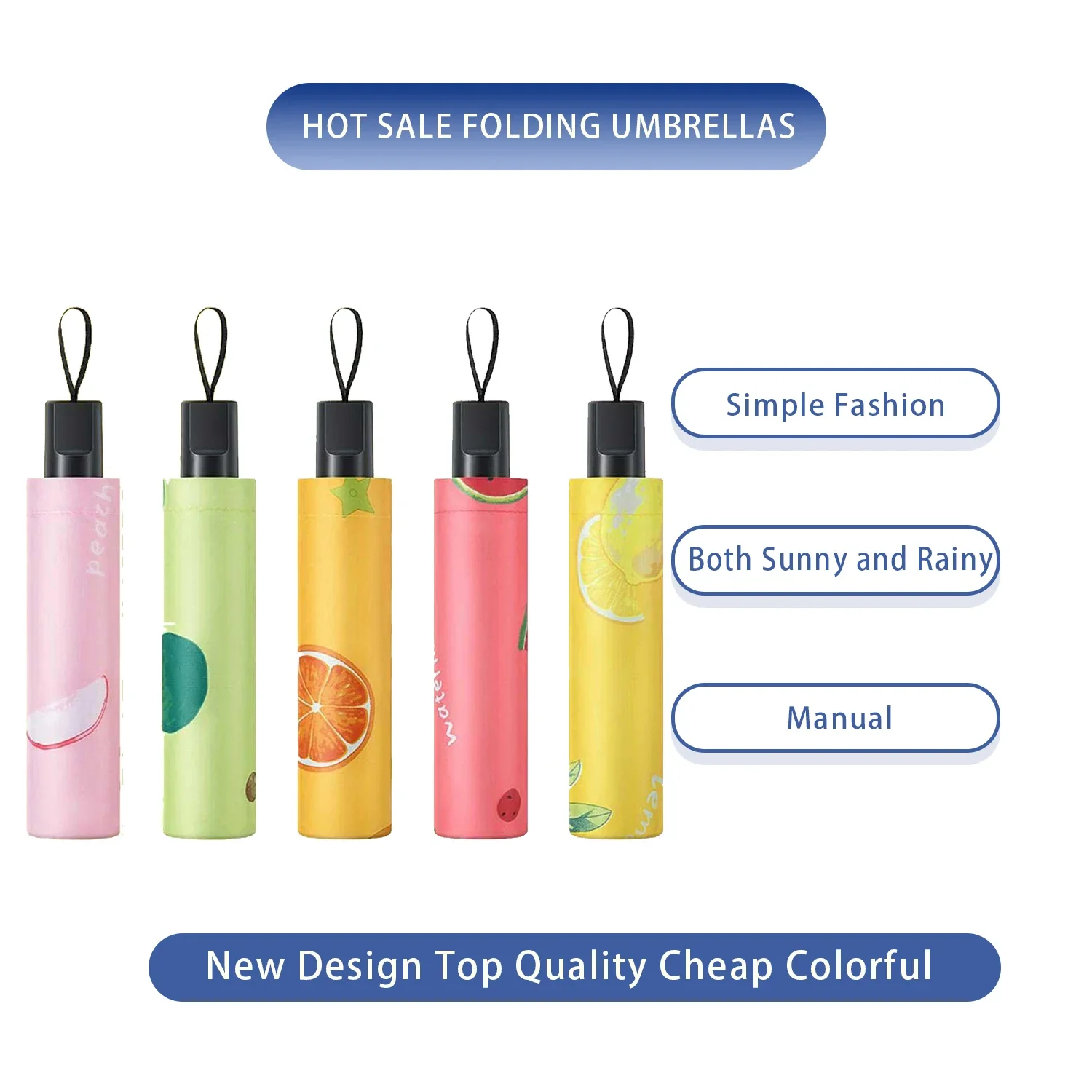 Handfold Umbrella Fruit Umbrella Girl Heart Sunny Rain Dual Use Sun Umbrella Male and Female Sunscreen Umbrella