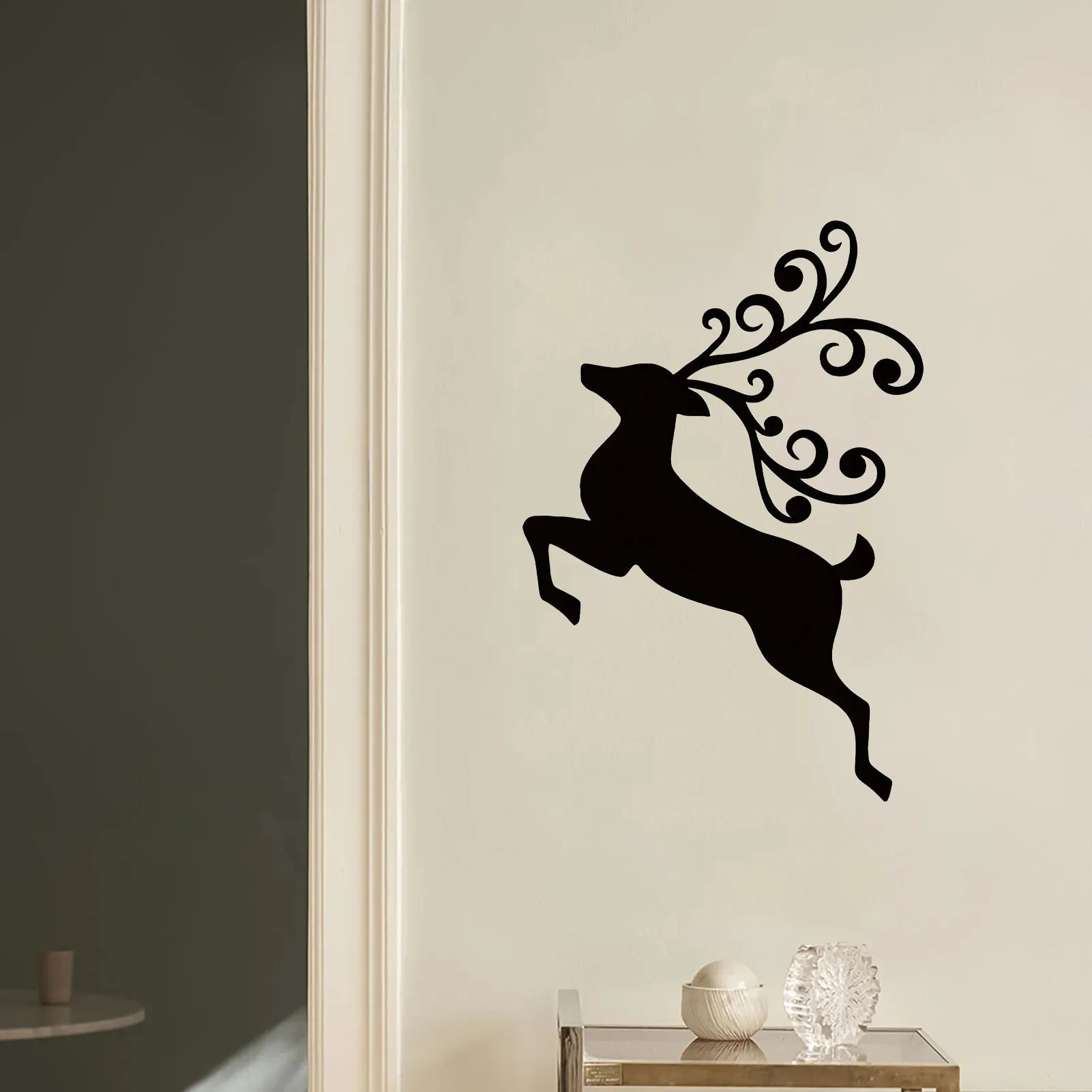 Delightful Metal Wall Art of Christmas Deer – Black Silhouette. A Pleasing Decor for Living Room and Bedroom this Christmas