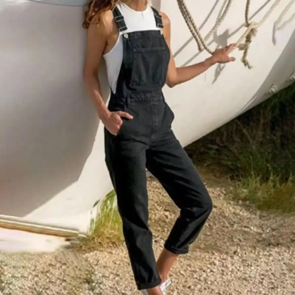 Cargo Broek Vrouwen Denim Bib Overalls Jeans Jumpsuits Rompertjes Dames Gescheurd Gat Bretels Lange Playsuit Zakken Overall