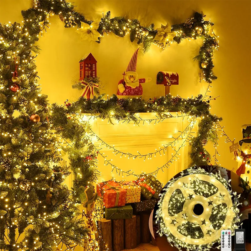 Christmas Firecracker LED String Lights 8 Modes Dimmable Fairy Light with Remote and Timer Waterproof for Festive Wedding Party