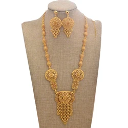 Dubai Gold Color Jewelry Set For Women Men Luxury Necklace Earrings Bridal African Wedding Jewelry Set Ornament Wife Gifts