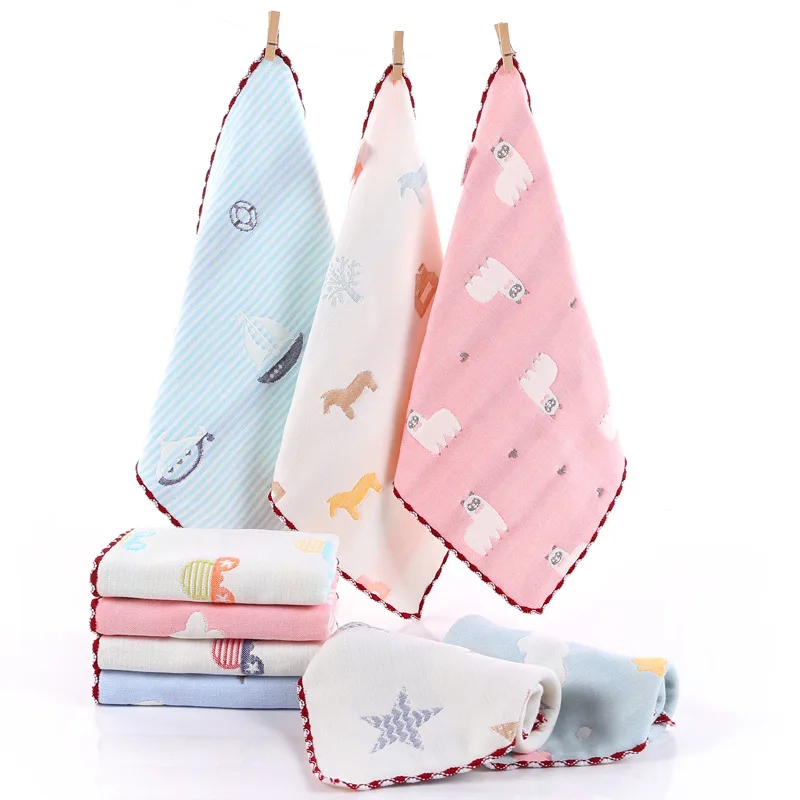 5PCS Baby Towel Bath Towels 100% Cotton Face Washcloth Muslin Squares Hand Wipe Gauze Newborn Bathing Feeding Kids Handkerchief