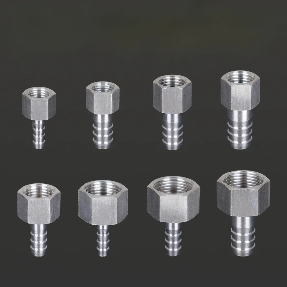 6 8 10 12mm Hose Barb x M10 M12 M14 M16 M18 M20 Metric Female 304 Stainless Steel Coupler Pipe Fitting Connector High Pressure