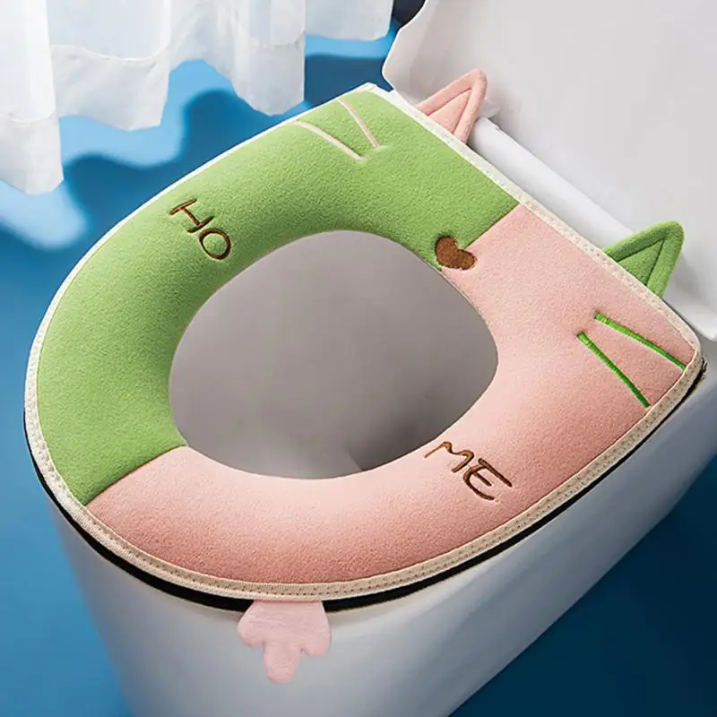 

Thicken Winter Warm Toilet Seat Cover Universal Plush Warm Premium Handle Winter Toilet Seat Cover With Handle Comfortable Cozy