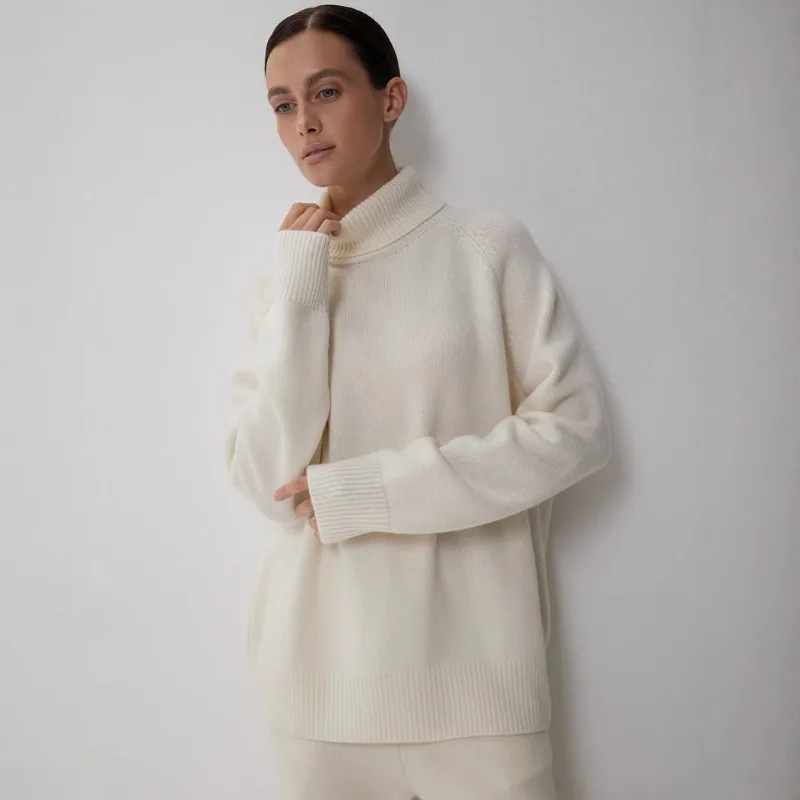 

Women's Autumn/Winter Top Knitted Sweater High Neck Warm Retro Simple Comfortable Loose Casual Soft Niche Versatile Skinny New