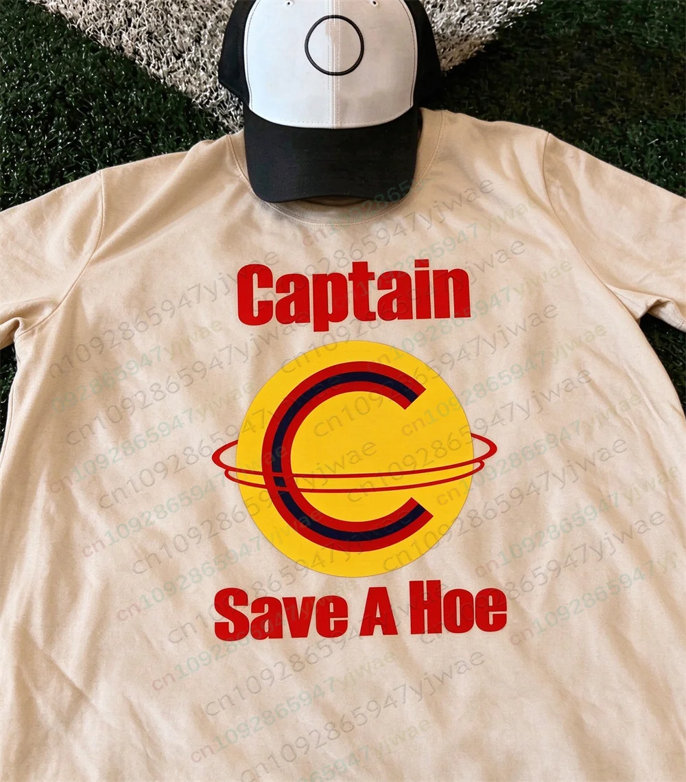 Captain Save a Hoe Parody Logo Humor Slogan T-shirt Satirically Fun Graphic Printed Short Sleeve Summer Men's Women's T-shirt