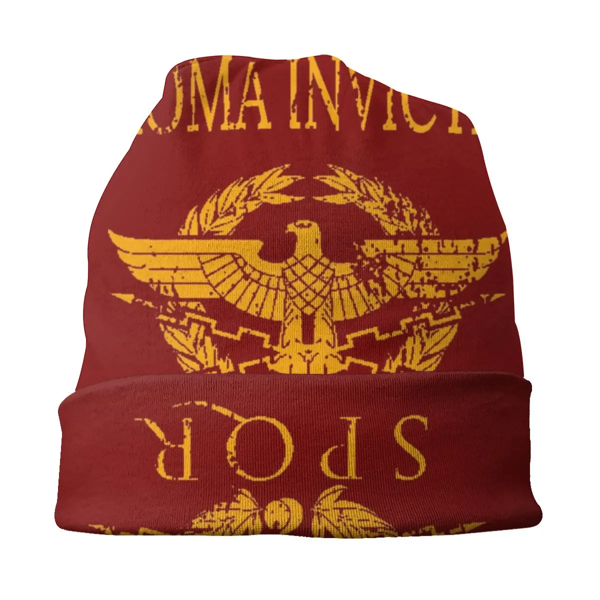 Custom Vintage Gold Roman Empire Eagle Bonnet Femme Hip Hop Knitting Hat For  Autumn Winter Warm Rome SPQR Emblem Beanies Caps