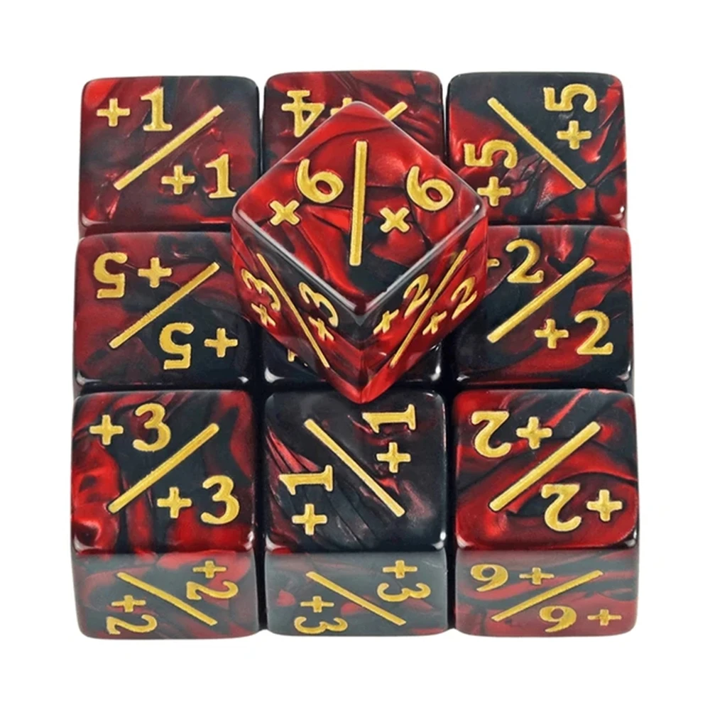 10 Stück Sechsseitige Würfel-Set D6 Zählwürfel +1/+1 und -1/-1 Set für Unterhaltungsspiele – Detail 12