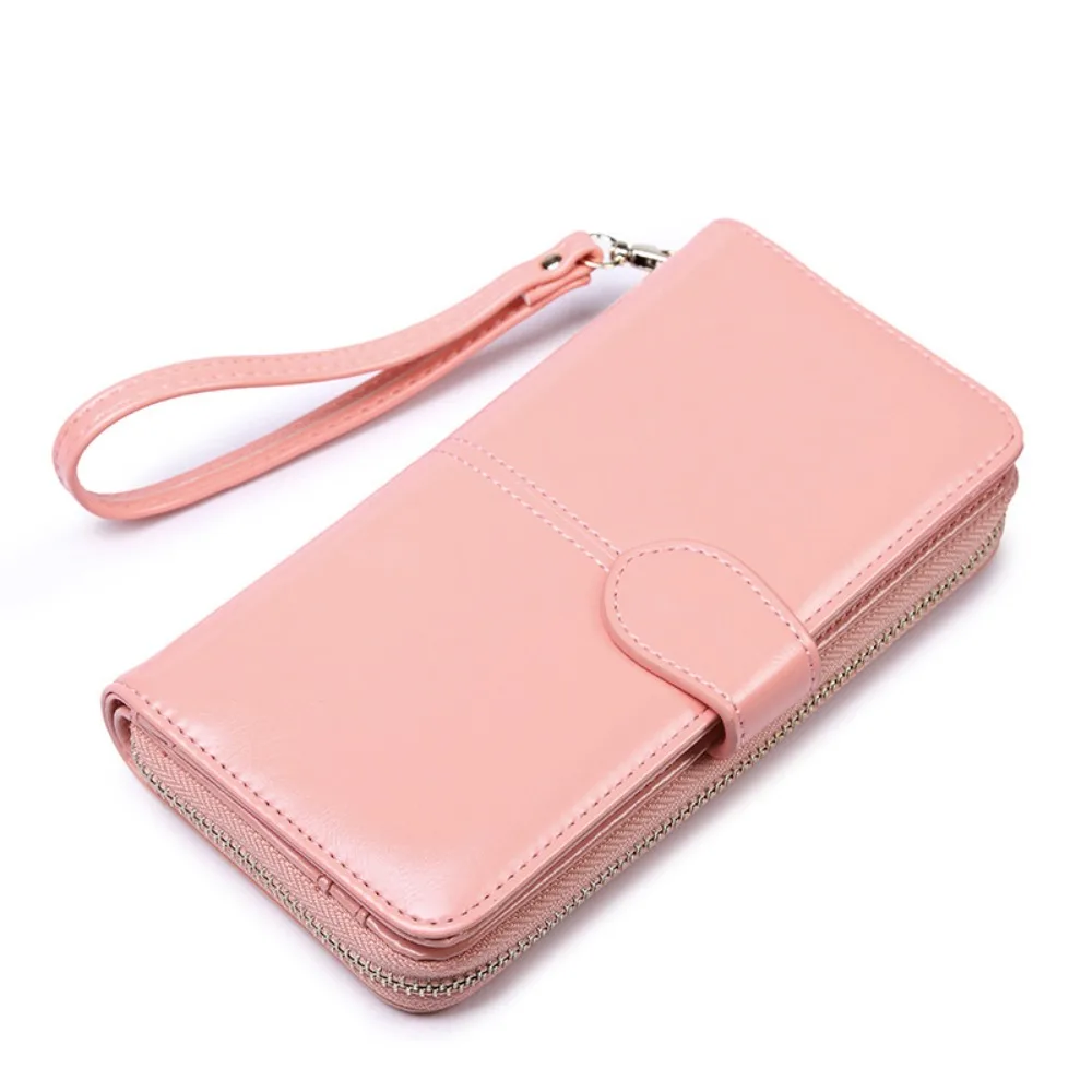 

Retro Purse PU Leather Long Wallet Zipper Multifunctional Two Fold Wallet Foldable Large Capacity Women Card Holder Men