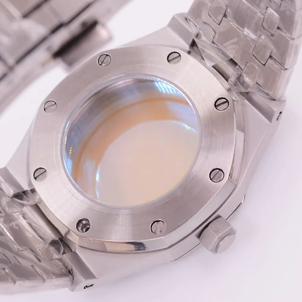 42mm Stainless Steel Brushed Watch Case Green Light Sapphire Glass FIT NH35 NH36 ETA2824 PT5000 Movement