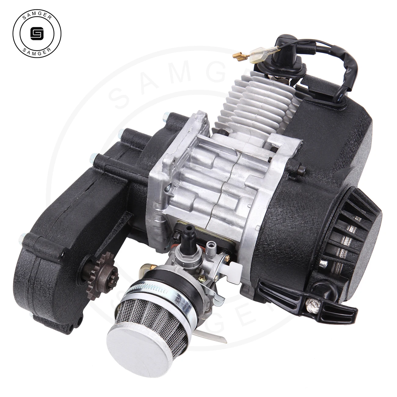 Samger 49cc 2-Stroke Pocket Bike Engine Motorcycle Engine Motor Air Filter Pullstart Quad Pocket Bike Cross Bike ATV