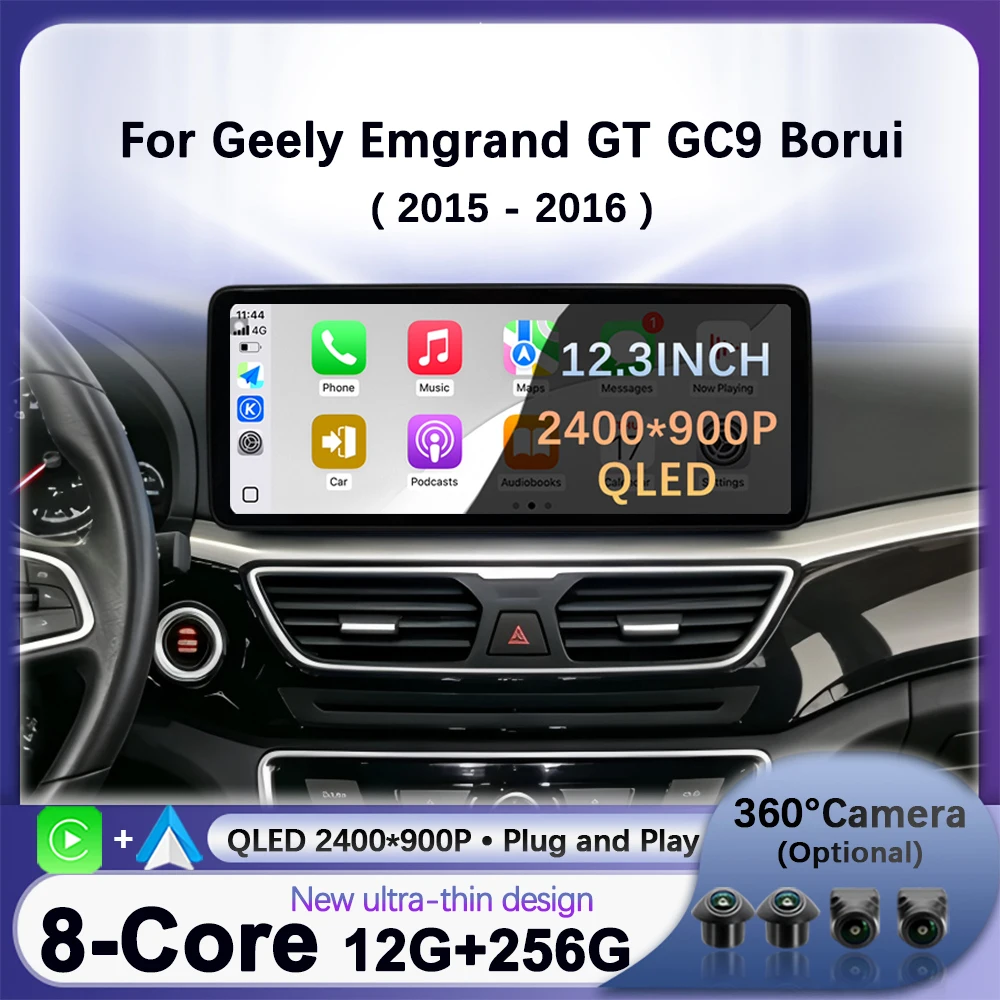 Wireless CarPlay For Geely Emgrand GT GC9 Borui 2015-2016 Car Radio Multimedia WIFI Navigation GPS Android 16 UItra-thin Screen