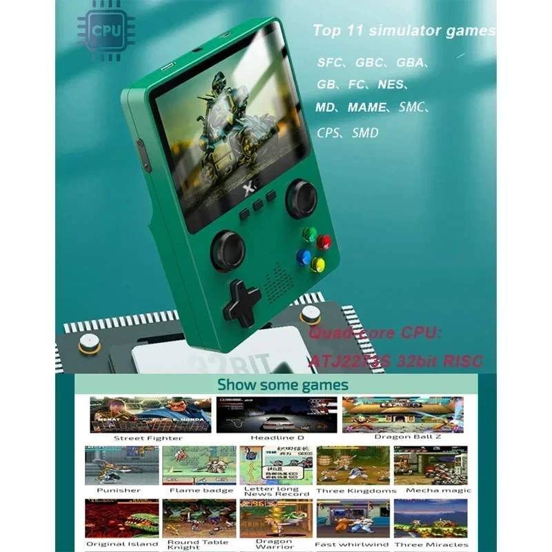 X6 Game Console Retro Video Dual Joystick 11 Simulators GBA Video Game Console Portable Handheld Game Player Mini Arcade