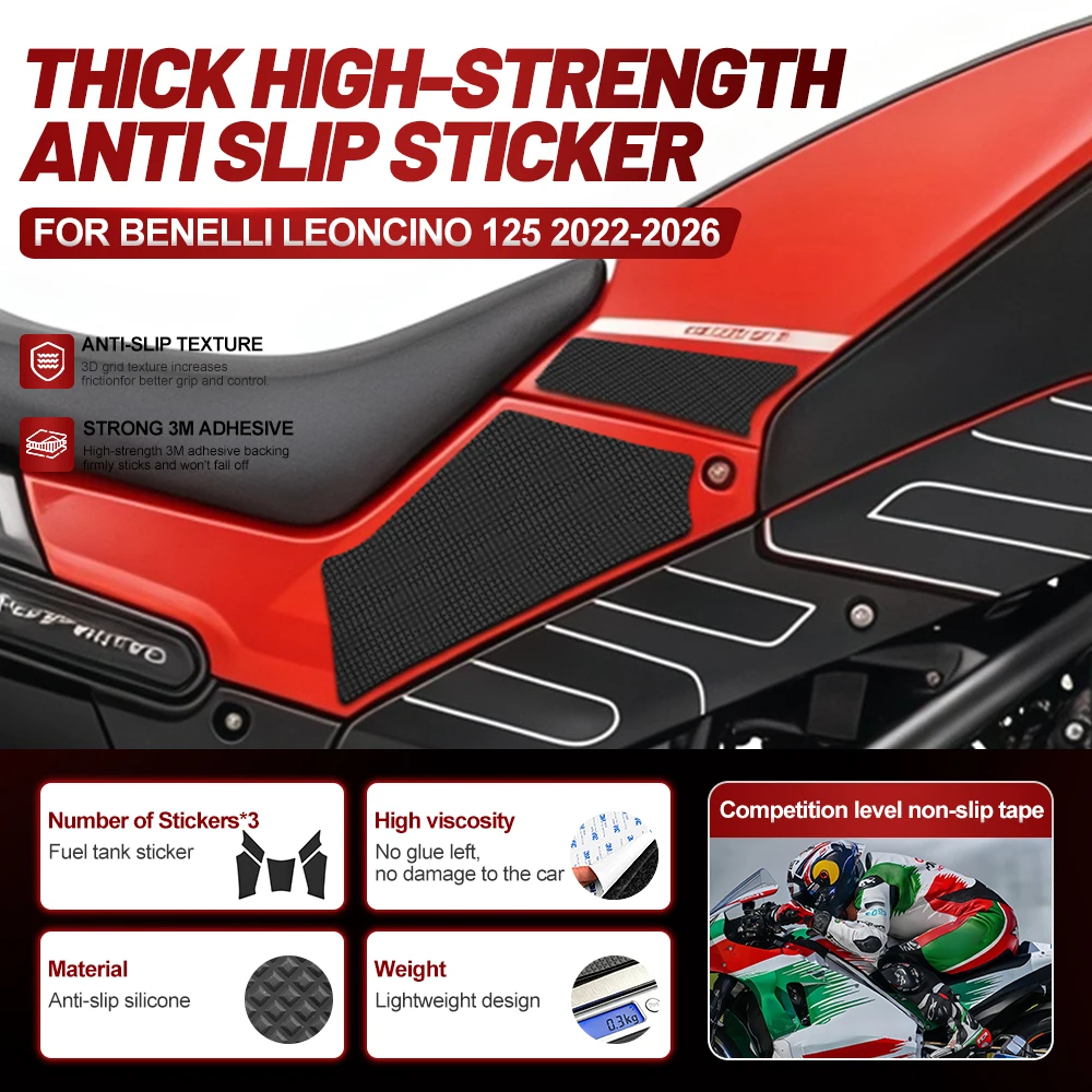 For BENELLI LEONCINO 125 2022-2026 Motorcycle Fuel Tank Stickers Motorfiets Accessories Material Silicone Corrosion Resistant