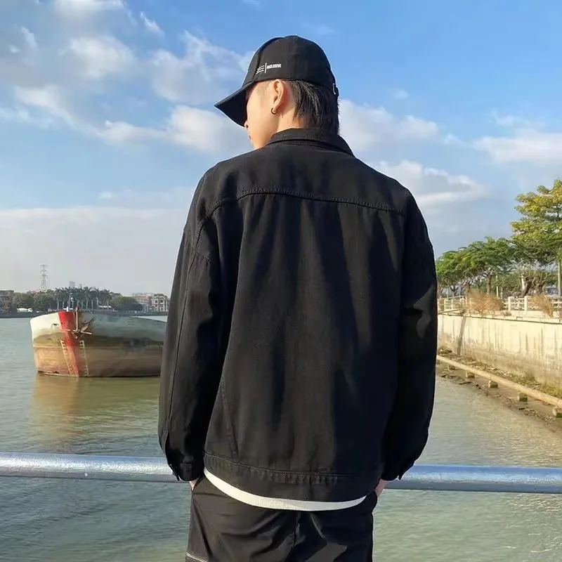 Chaqueta Vaquera Nea para Hombre, Estilo Japonés, Prenda Exterior E, Color Sólido, Chaqueta de Moda Primavera, Model...