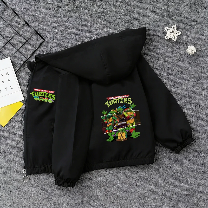 

Teenage Mutant Ninja Turtles Children Waterproof Jacket Boy Cartoon Windbreaker Top Trendy Clothing Coat Kid Spring Clothes Gift