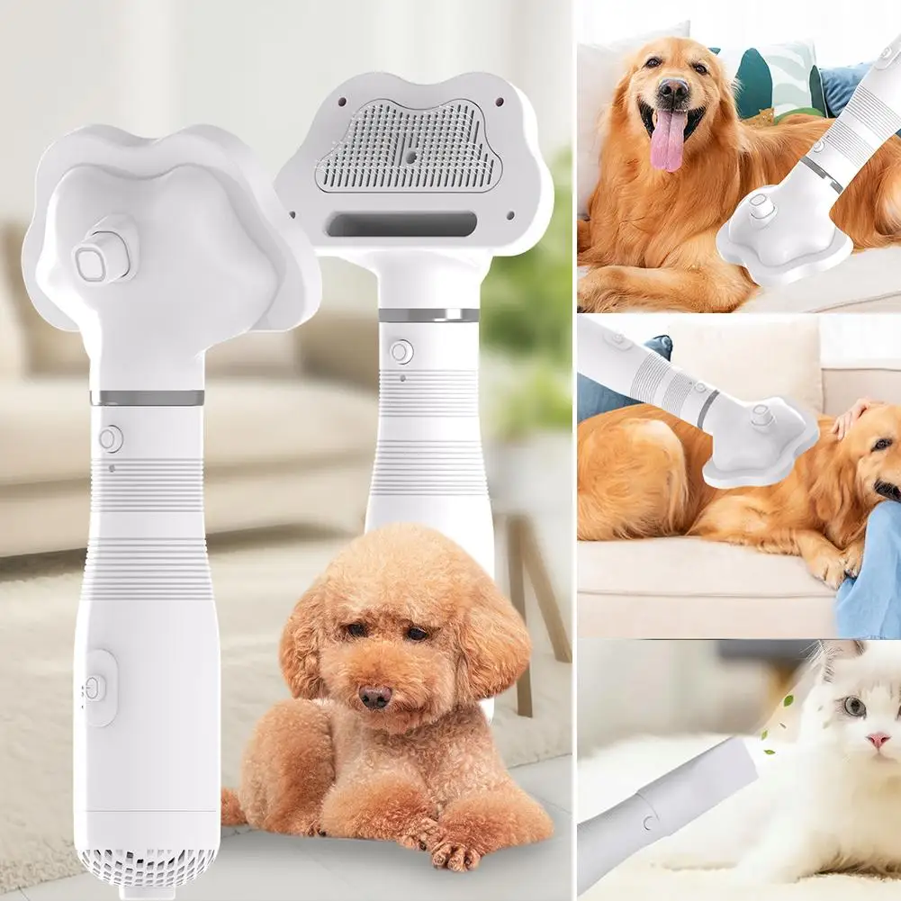 NEW 2-in-1 Quiet Pet Hair Dryer, Pet Grooming Brush, Hot Air Brush For Grooming And Hair Removal, Smooth And Efficient Dryi J5Y4