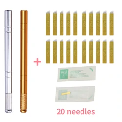 Golden Tebori 3D Microblading Tattoo Pen Needles Permanent Makeup Manual Professional Eyebrow Microblading Tattoo Set Tool